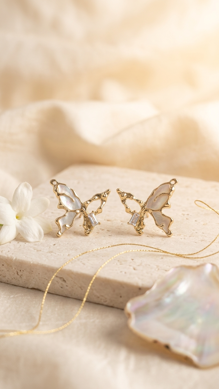 Gold Butterfly Studs