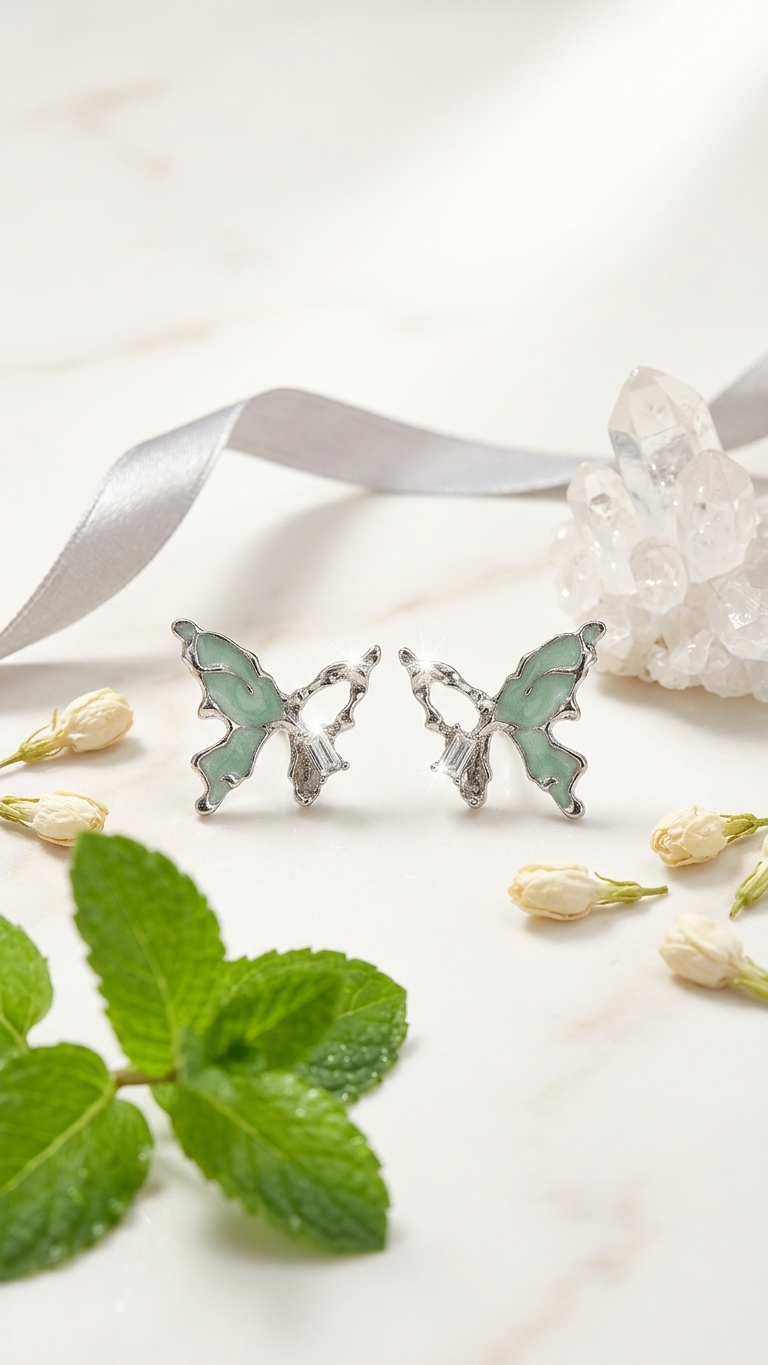 Silver Butterfly Studs