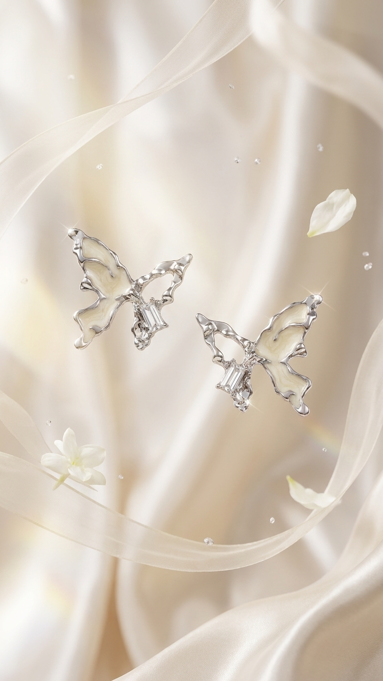 Silver Butterfly Studs