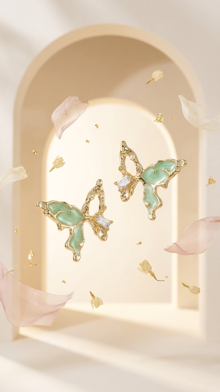 Gold Butterfly Studs