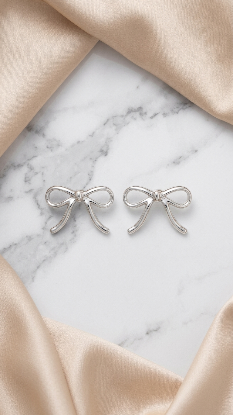 Silver Bow Earrings