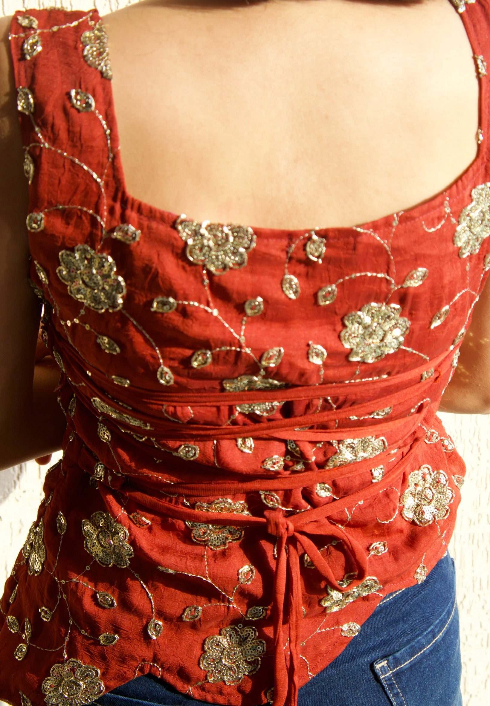 Y2k rust flower top