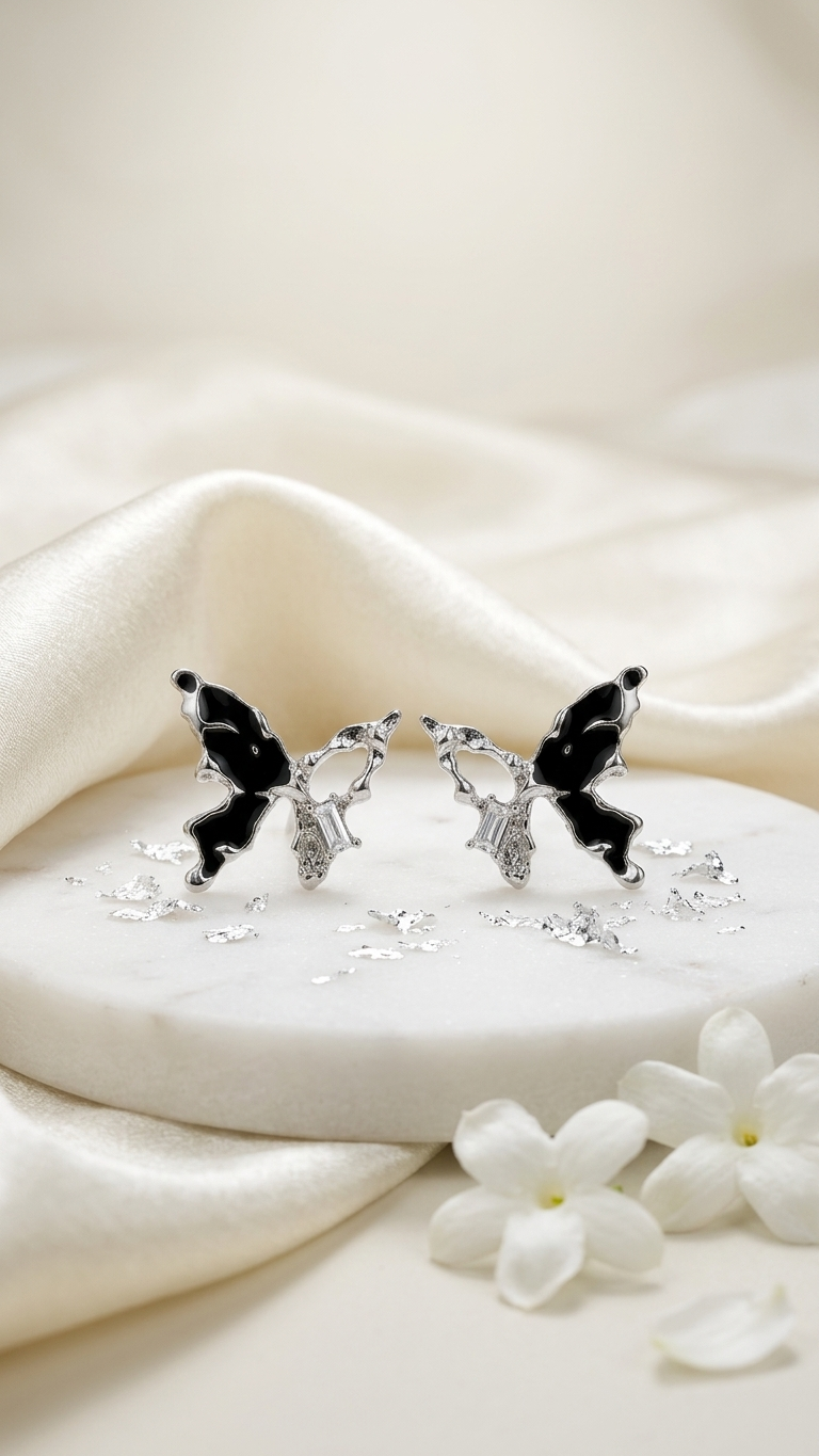 Silver Butterfly Studs