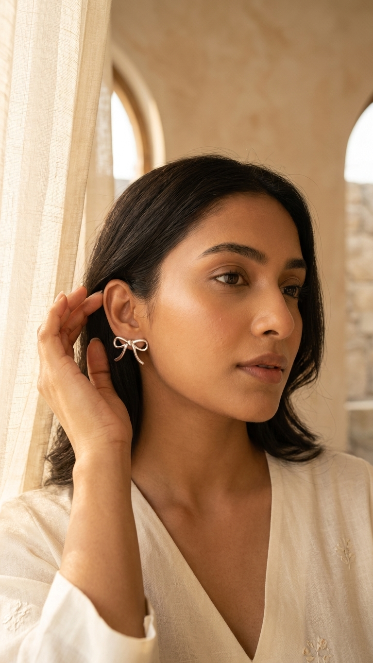 Silver Bow Earrings