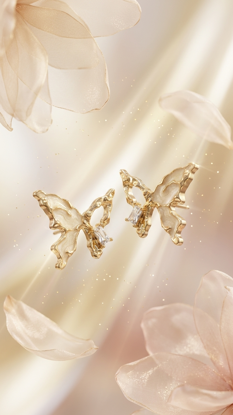 Gold Butterfly Studs