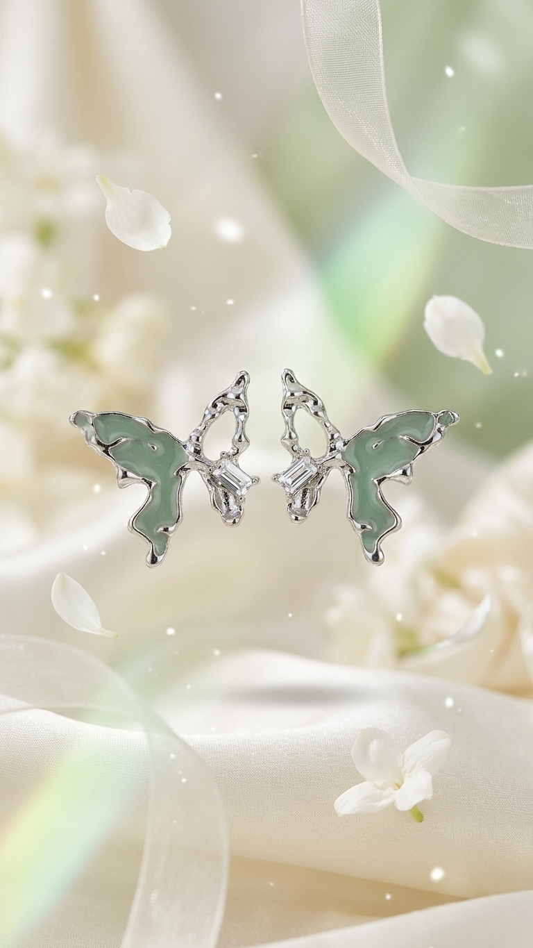 Silver Butterfly Studs
