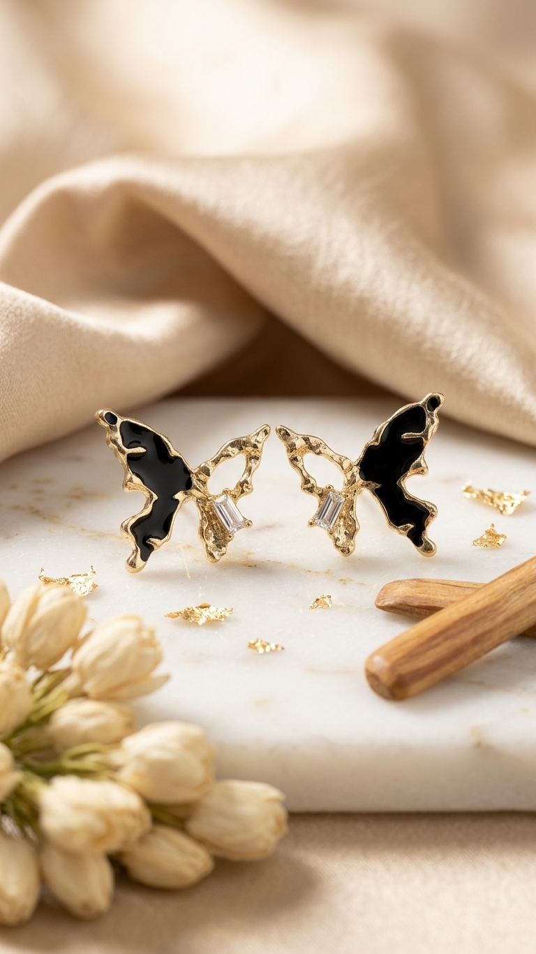 Gold Butterfly Studs